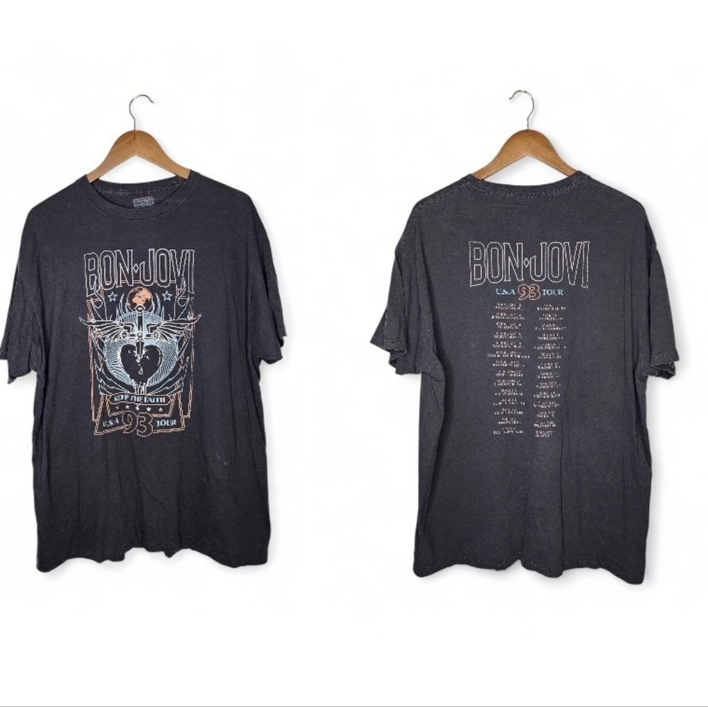 Bon Jovi 1993 Concert Tour Black Tee Size 2XL American Classics Licensed Apparel